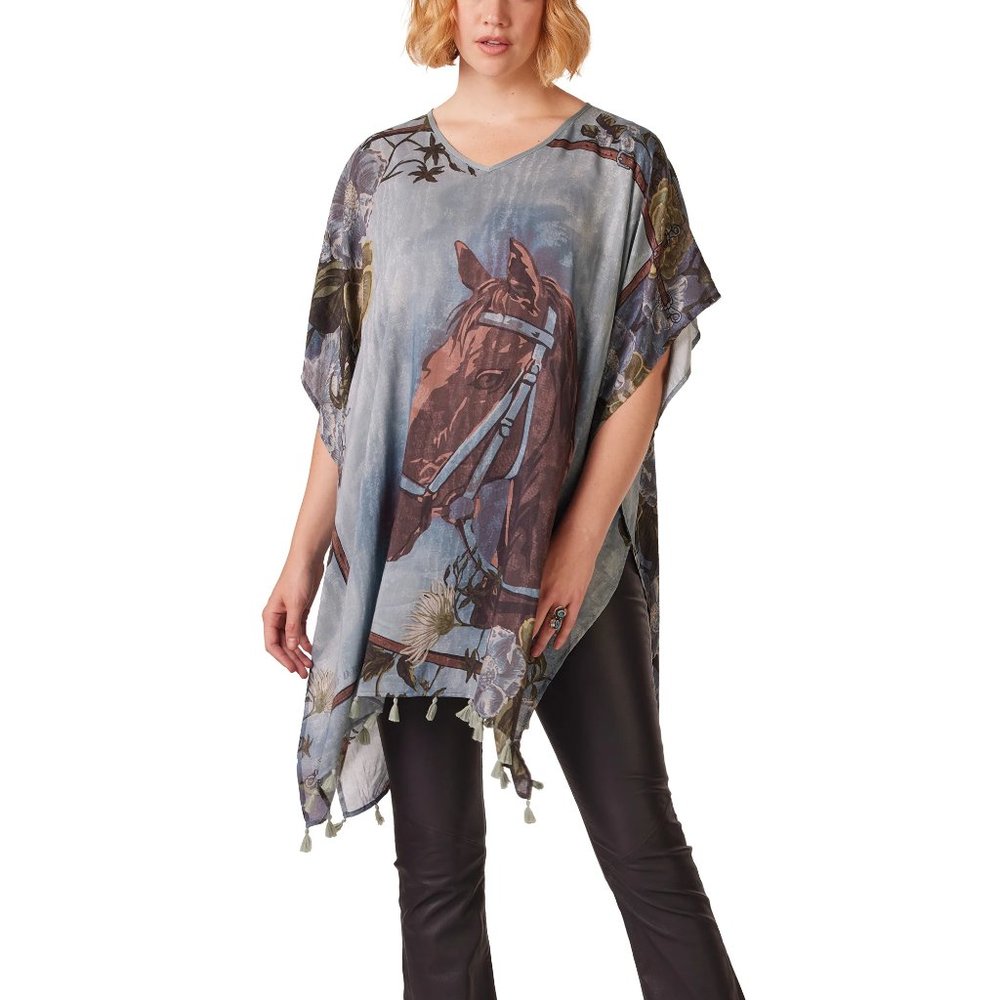 🐎 NWT Double D Ranch Old Billy Poncho Bohemian Western Boho Oversized Casual